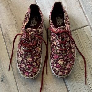 Vans Burgundy floral tawny port Lo Pro skate shoe